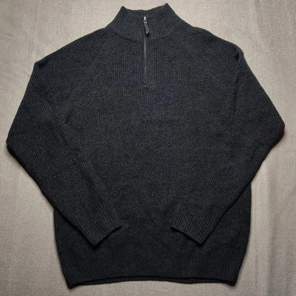 Rodd & Gunn Sweater Mens 2XL Green Extra Fine Lambswool 1/4 Zip Mock Neck